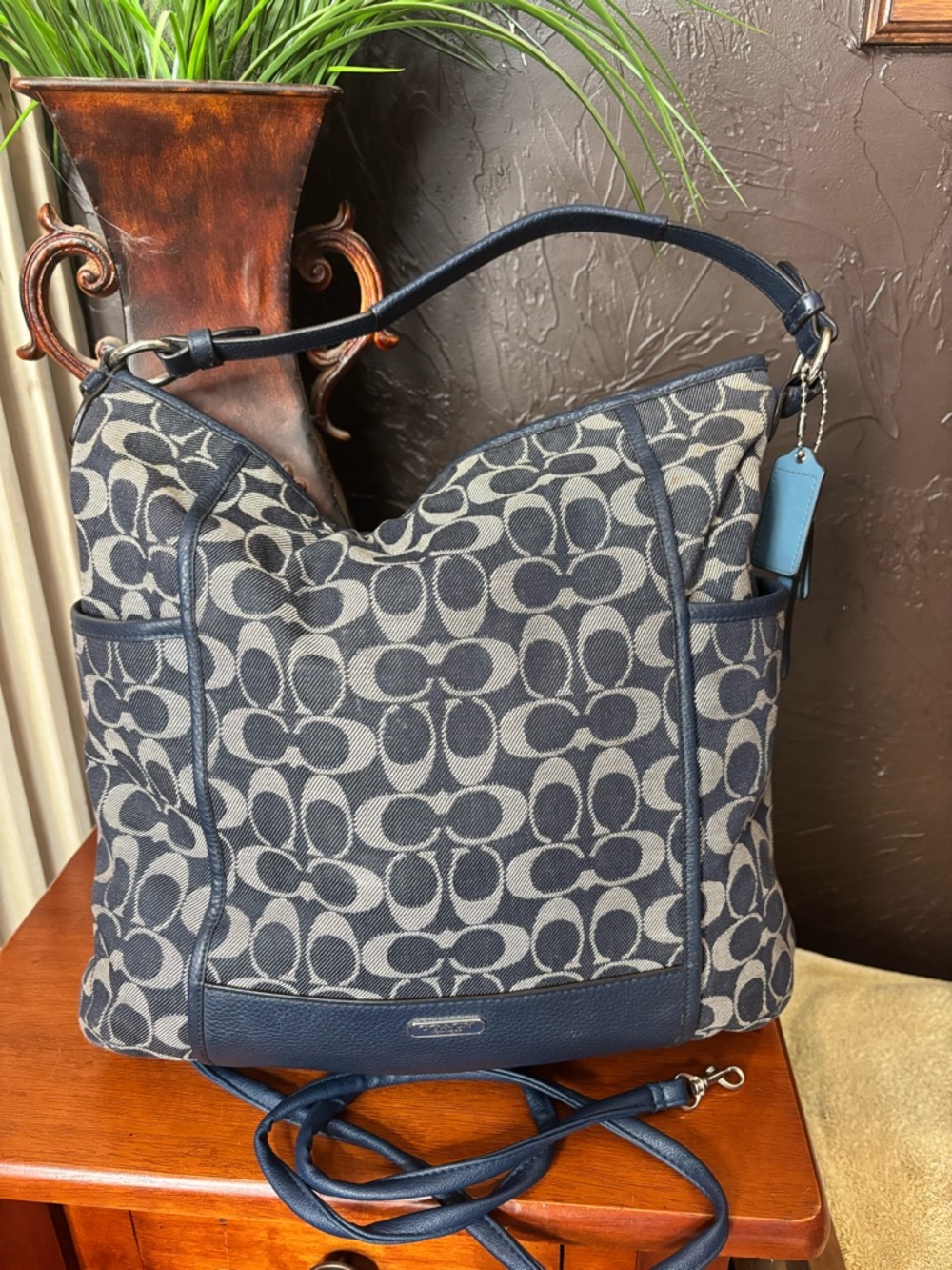Coach Signature Jacquard Convertible Hobo Crossbody F32632